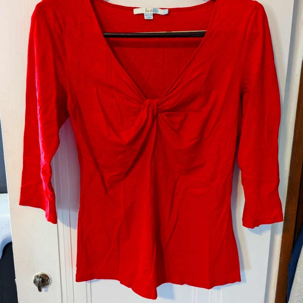 Boden 3/4 Sleeve Twist front Top Red US4